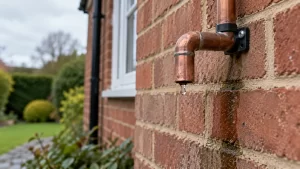 outside tap with a single drip coming out of it